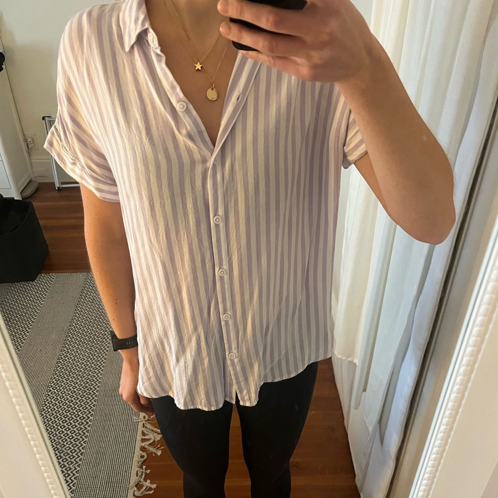 Purple and white button up